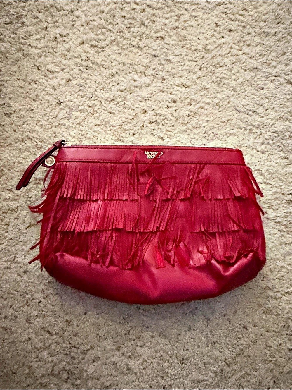 Victoria's Secret Fringe Cosmetic Pouch in Red